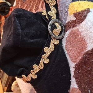 Grace Black Hat with Gold Detailing